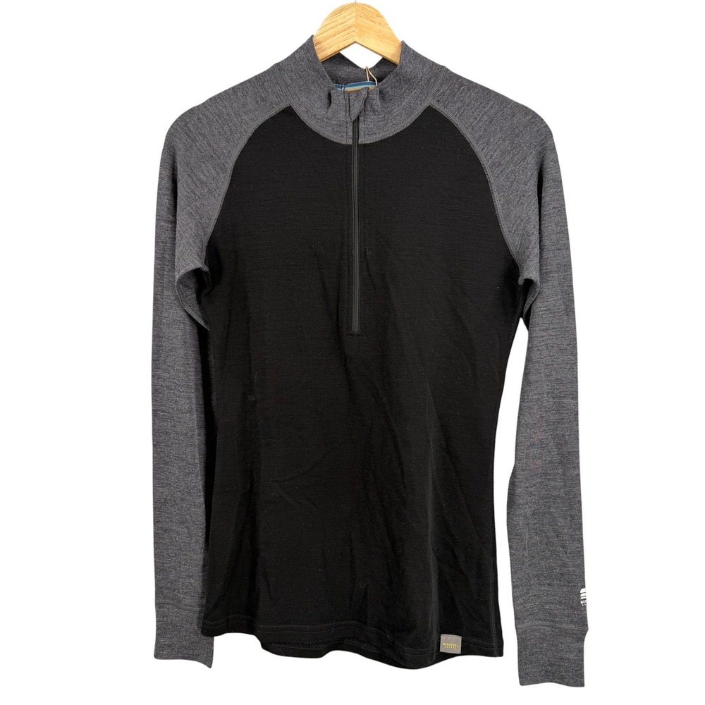 Meriwool Layers 250g Midweight Quarter Zip Medium Black Gray Merino Wool READ